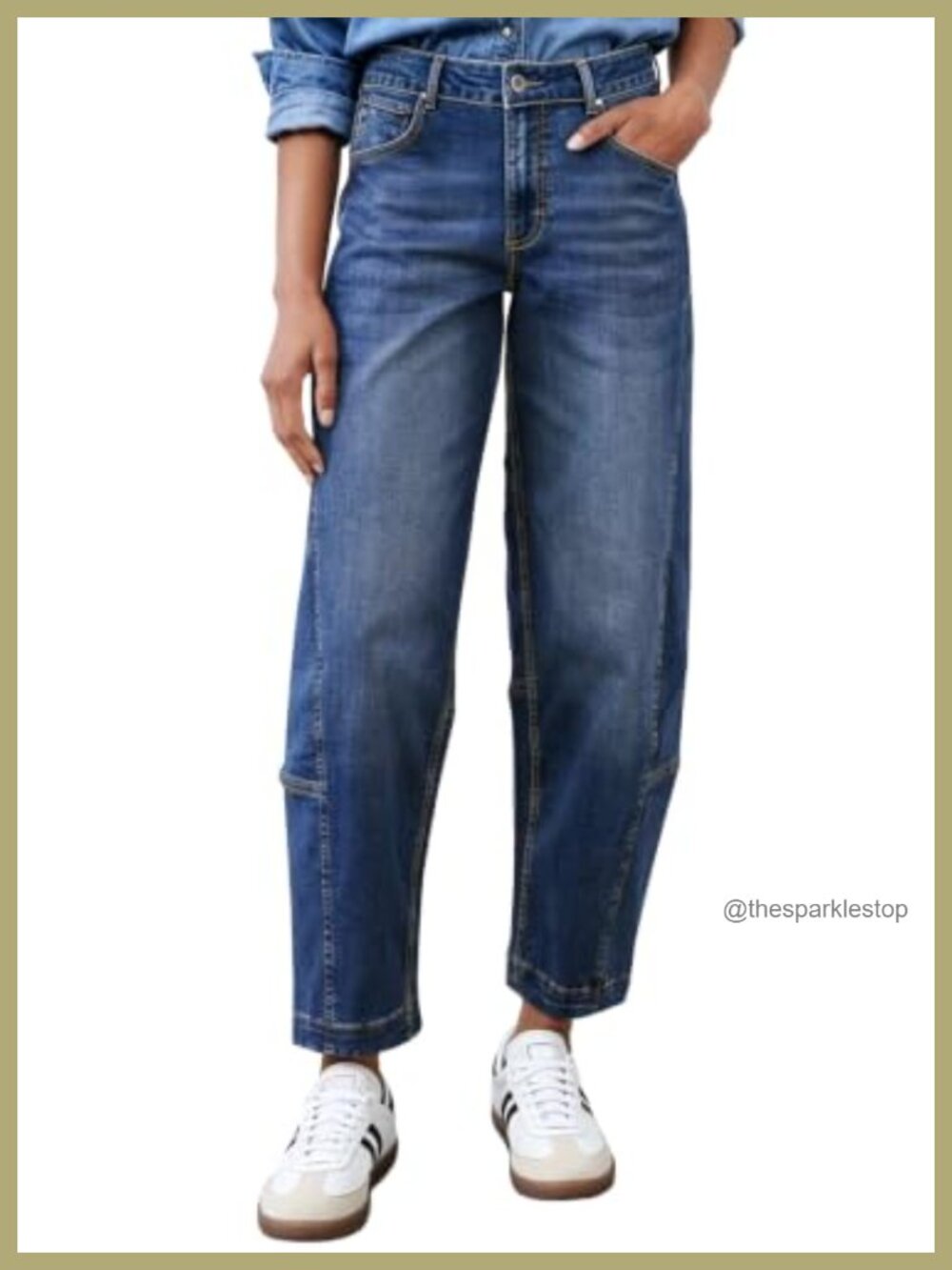 Womens Baggy Barrel Jeans Wide Leg Boyfriend Cropped Denim Pants